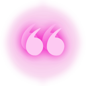 A stylized quotation mark.