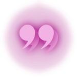 A stylized quotation mark.