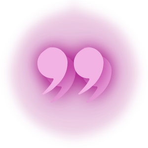 A stylized quotation mark.