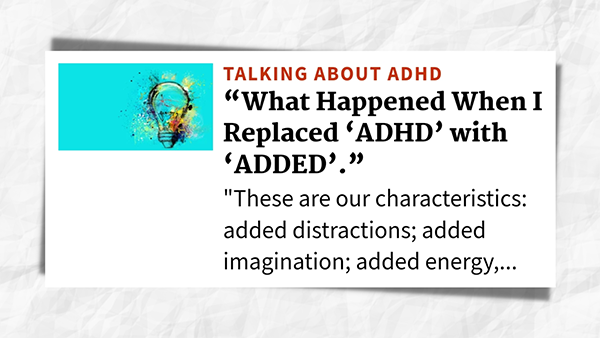 Screenshot of Additude guest post title with the text appearing below.