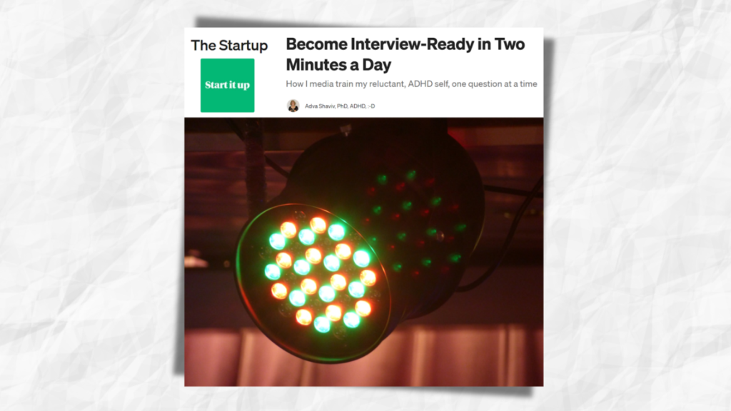 Medium's The Start Up logo and the guest post title appearing below. Below that, close-up of a stage light with multiple LED bulbs emitting red and green light.