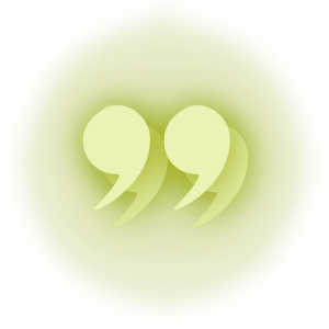 A stylized quotation mark.